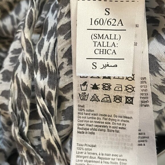 All Saints Animal Print Long Sleeve Cotton Blouse Sz S Boat Neck - Picture 6 of 6